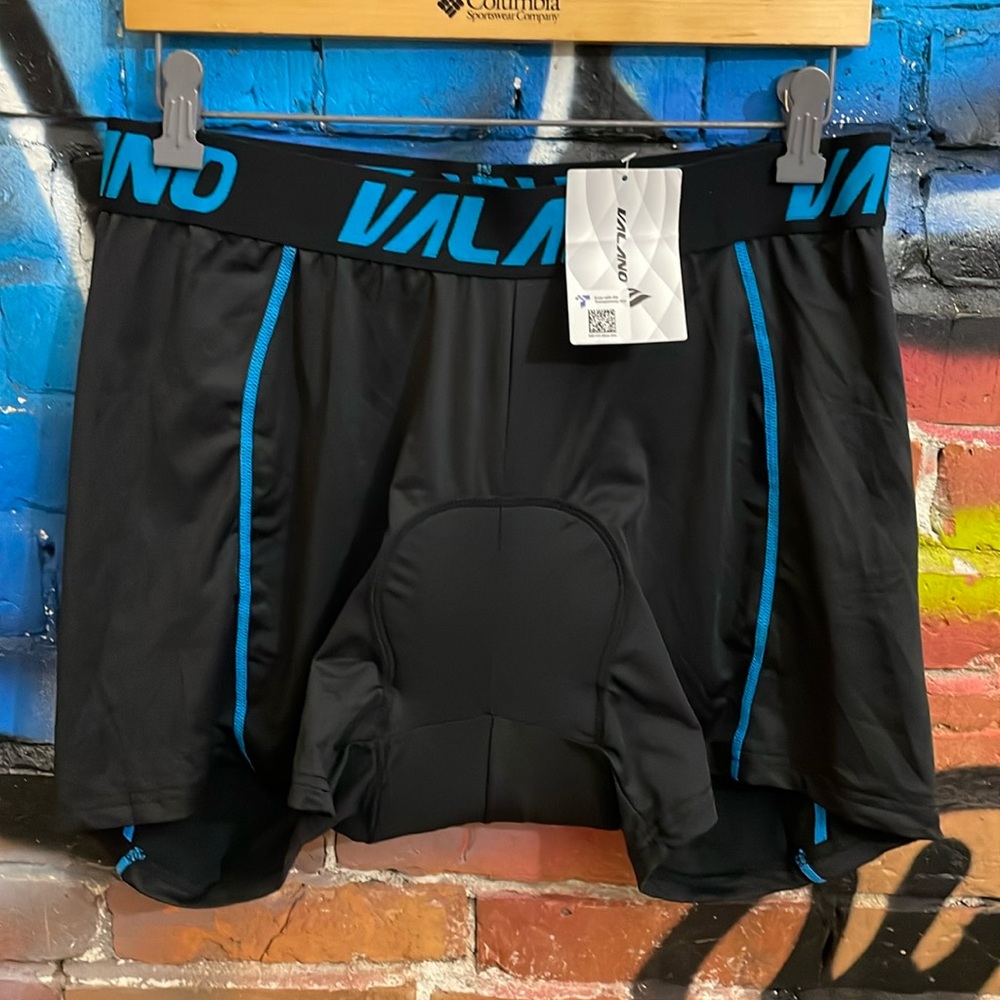 VALANO-men’s black/blue multi-sport padded cup boxer brief shorts